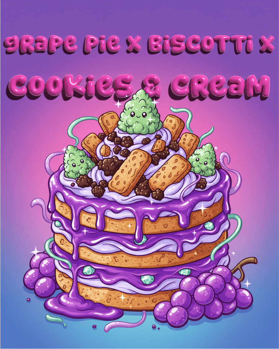 Grape Pie x Biscotti x Cookies & Cream Illustration – Genetik & Wuchsform